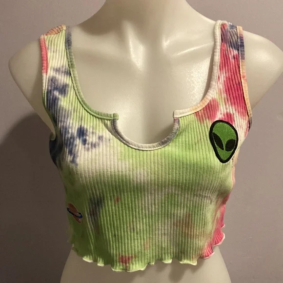 👽 SPACE ALIEN TIE DYE CROP TOP - Picture 7 of 7